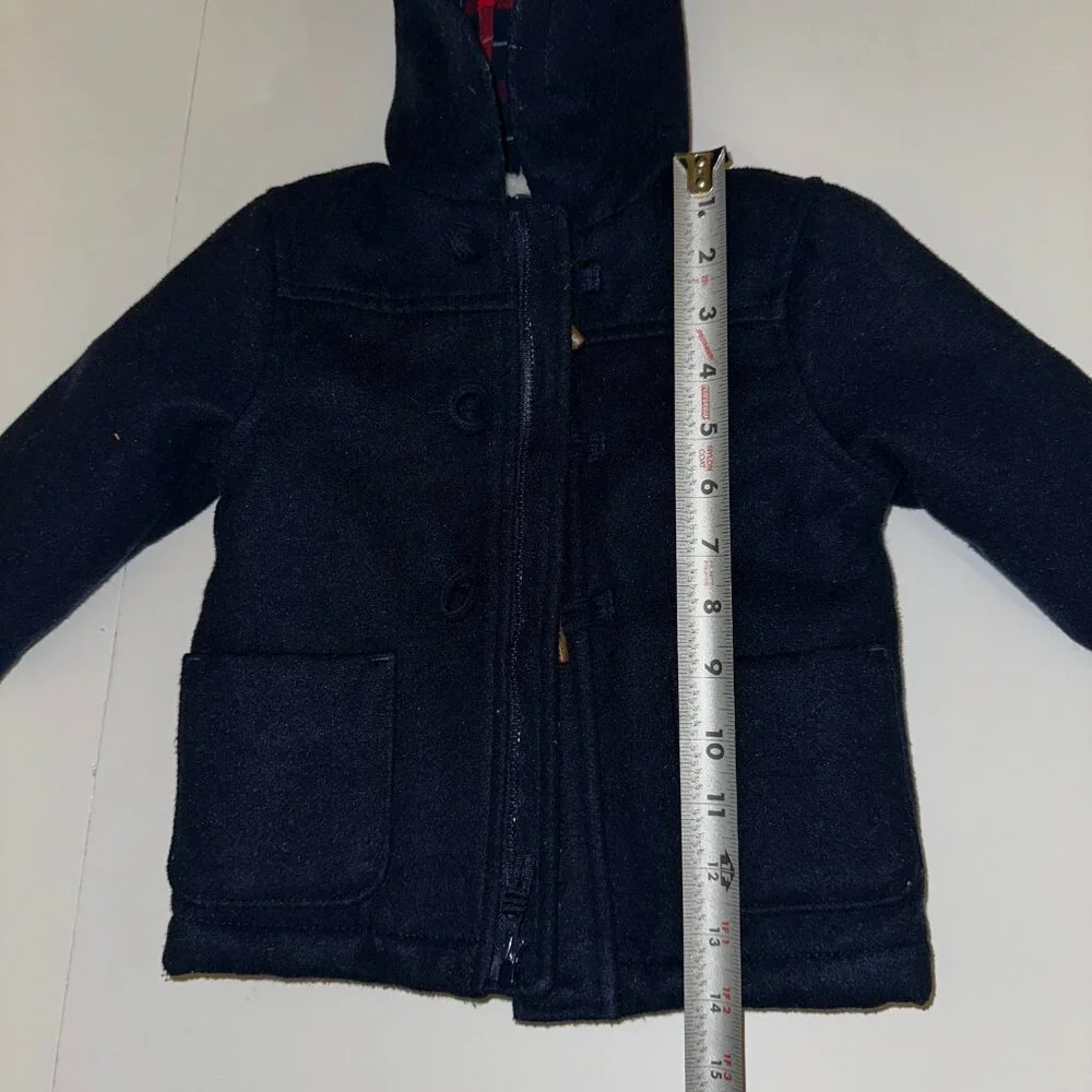 Kids Oshkosh Osh Kosh B'Gosh Toggle Jacket Coat 9m months NAVY plaid sherpa